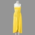 thumbnail image 5 of Sngxgn Dresses for Women Front Tie Cap Sleeves V Neck Midi Bodycon Dress(Yellow,M), 5 of 6