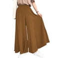 thumbnail image 1 of Pantalones de mujer Irfora Pantalones de piernas anchas de verano para mujer, pantalones largos sólidos con cintura elástica, pantalones casuales transpirables para vacaciones, caqui XL Irfora Pantalones de mujer, 1 of 5