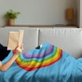 thumbnail image 3 of Whale Soft Flannel Fleece Throw Blanket, Modern Design a Killer Mammal Jumping into Circle Made from Rainbow Print, Cozy Plush for Indoor and Outdoor Use, 60" x 80", Multicolor, by Ambesonne, 3 of 5