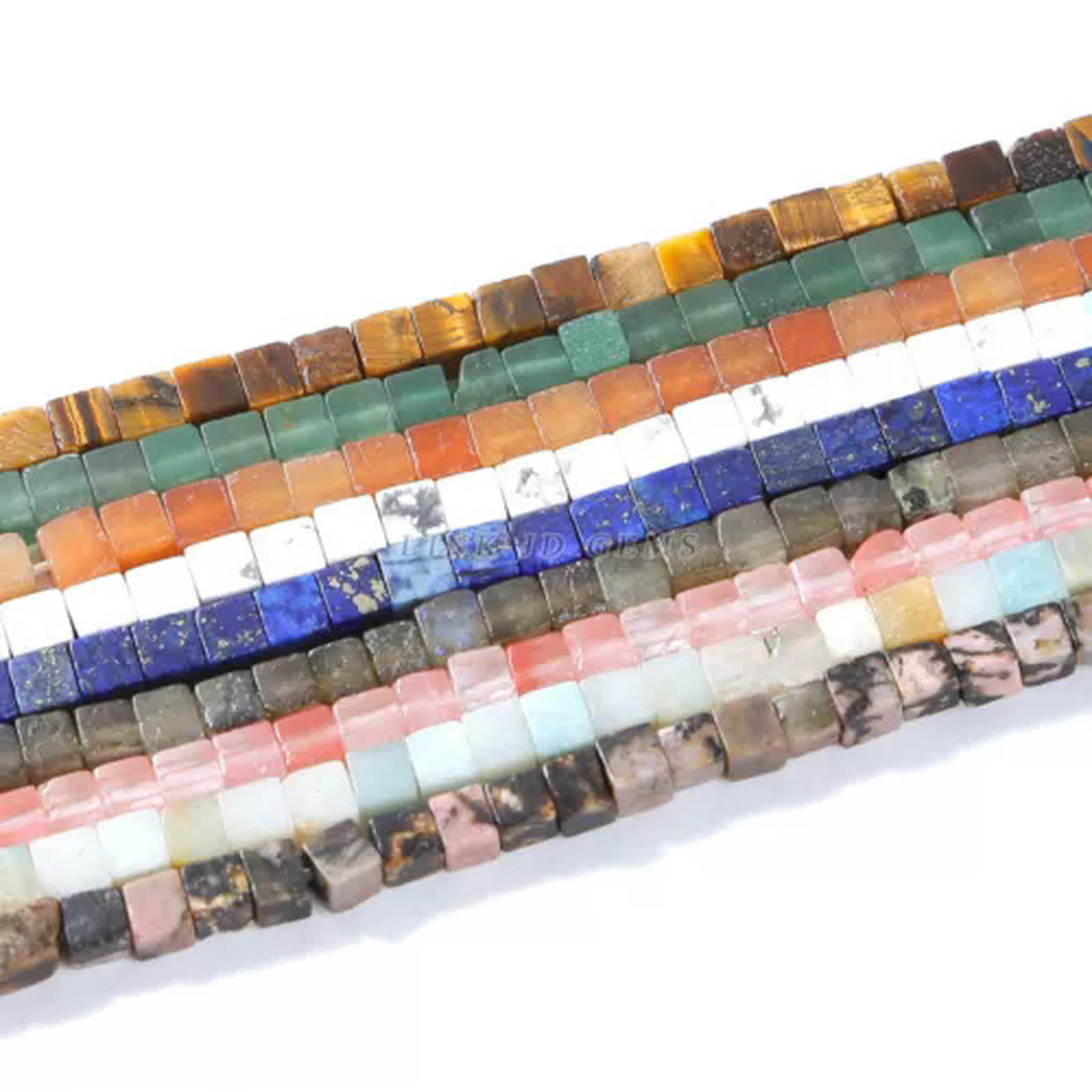 HOOUN Wholesale 850pcs/Lot Mix Natural Gemstone Square Spacer Loose Beads 4mm DIY-Blue stone