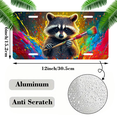 thumbnail image 2 of 1 Pcs 2D Flat License Plate Covers & Frames, Raccoon Holding For Decorative Front, Waterproof For Decoration Aluminum License Plate Covers & Frames Cover For Men Women, 12" X 6", 2 of 7