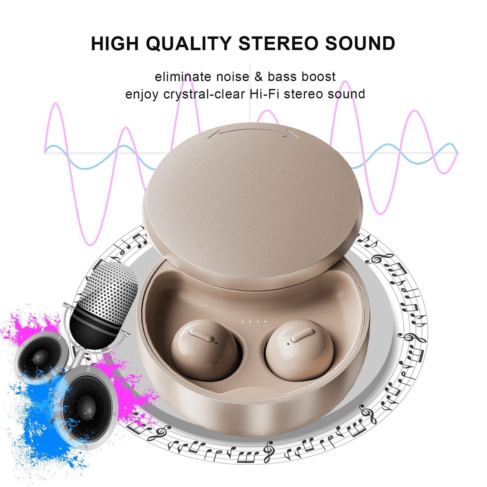 Small Invisible Earbuds Invisible Earbuds Mini Wireless Bluetooth Earpiece Phone Discreet Earbuds for Work Headphones Single Earbud Sport Earpiece with Mic