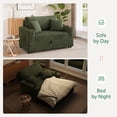 thumbnail image 6 of Marrber Green 52” 3-in-1 Convertible Pull-Out Sofa Bed Sleeper Loveseat with Reclining Backrest, Built-in Cup Holders, Pet-Friendly Corduroy Sofa for Small Space, 6 of 10