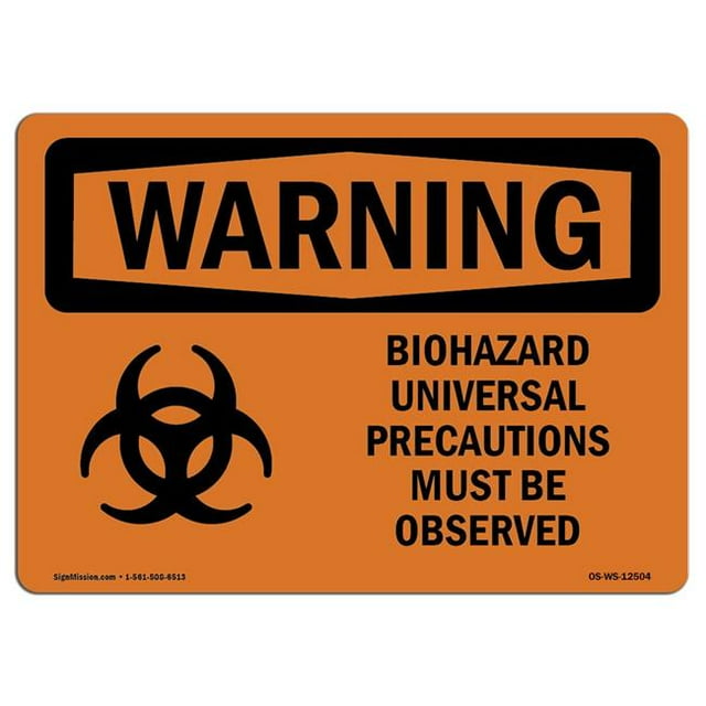 SignMission OS-WS-A-1218-L-12504 12 x 18 Po OSHA Signe d'Avertissement - Biohazard Universel avec Symbole