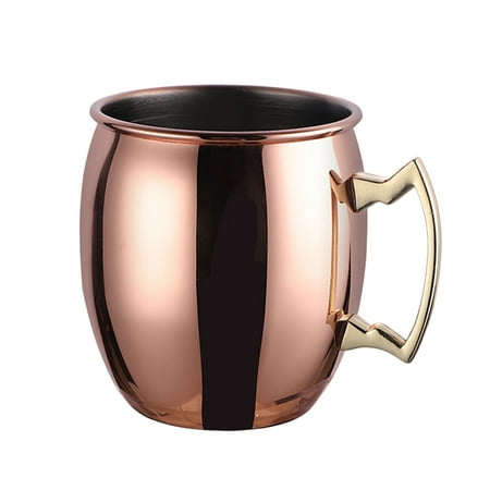 

401-500ML Stainless Steel 304 Copper-plated Cup Drum-shaped Beer Mug Cocktail Cup Rose Gold Cocktail Cup