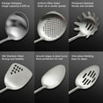 thumbnail image 5 of Stainless Steel Kitchen Utensils Set with Wood Handle, 18/10 Metal Cooking Utensils Set, 6-Piece - Spatula, Spoon, Ladle, Skimmer, Slotted Spoon, Pasta Server (Dishwasher Safe), 5 of 13