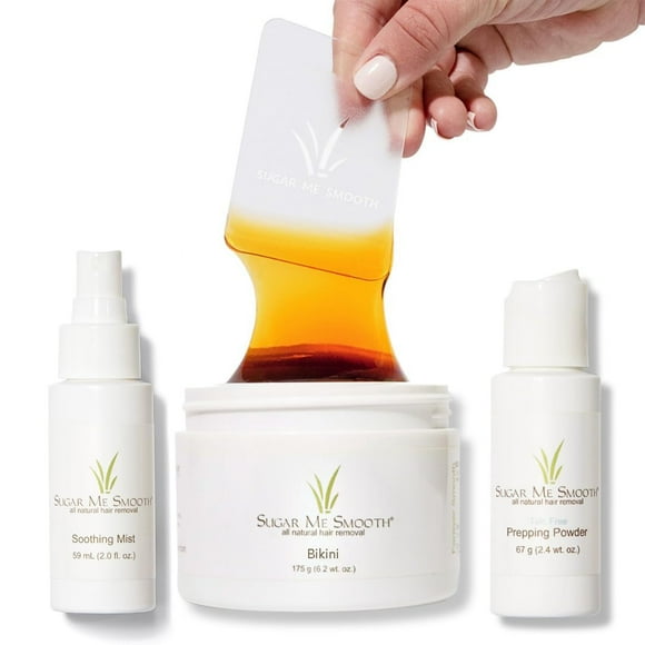 Sugar Me Smooth Bikini Sugar Wax Kit – Gentle On Skin And Less Painful Hair Removal In A Simple System For At-Home Brazilian, No Strips, No Heat