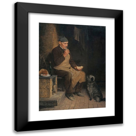 Albert Anker 11x14 Black Modern Framed Museum Art Print Titled - Old Man Taking a Rest (1901)