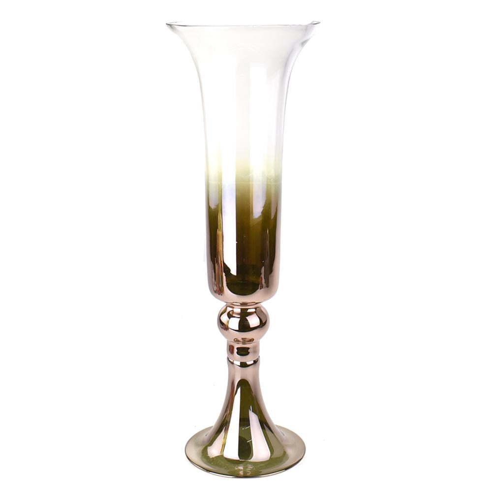 Bell Trumpet Smoke Glass Vase, Rose Gold/Clear, 20Inch