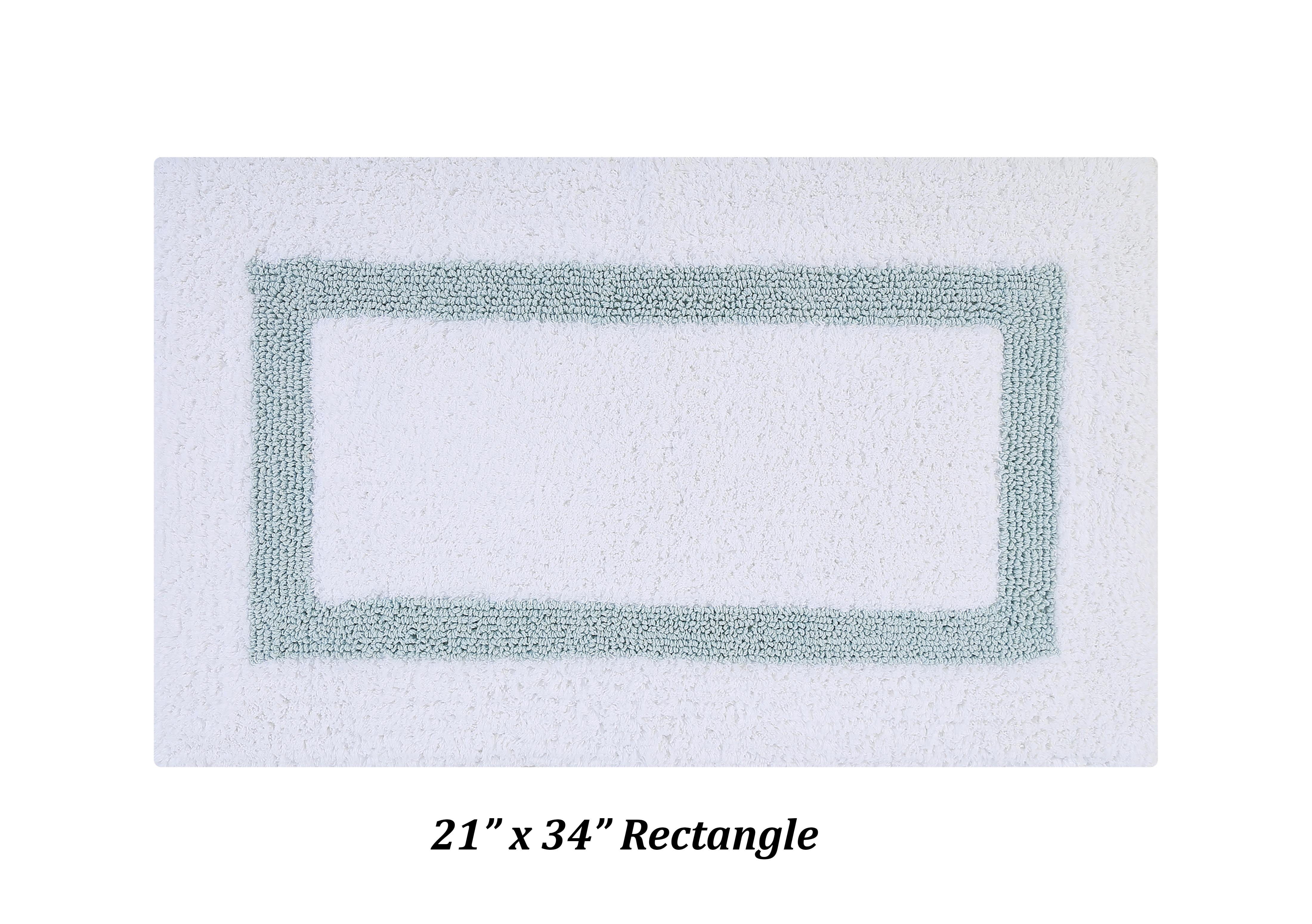 Better Trends 4 Piece Bath Rugs Set 100% Cotton Bathroom Rug Soft, Water Absorbent, Reversible, Machine Washable for Bathroom Decor Toilet Base Contour And Bath Mat Hotel Collection - White/Blue
