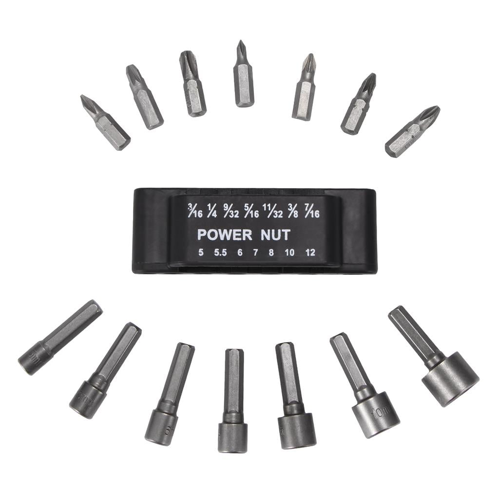 Thinsont 14pcs Strong Power Nut Driver Drill Bit Set Durable Shank Bit