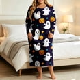 thumbnail image 4 of Nowekniz Women's Halloween Printed Casual Plus Size Long Sleeved Loose Nightgown, 4 of 7