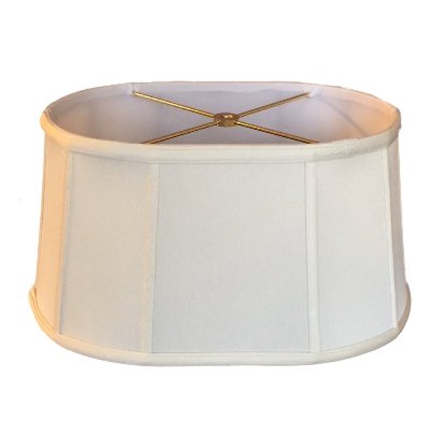 Upgradelights 16 Inch Shallow Retro Oval Washer Lampshade (Off White