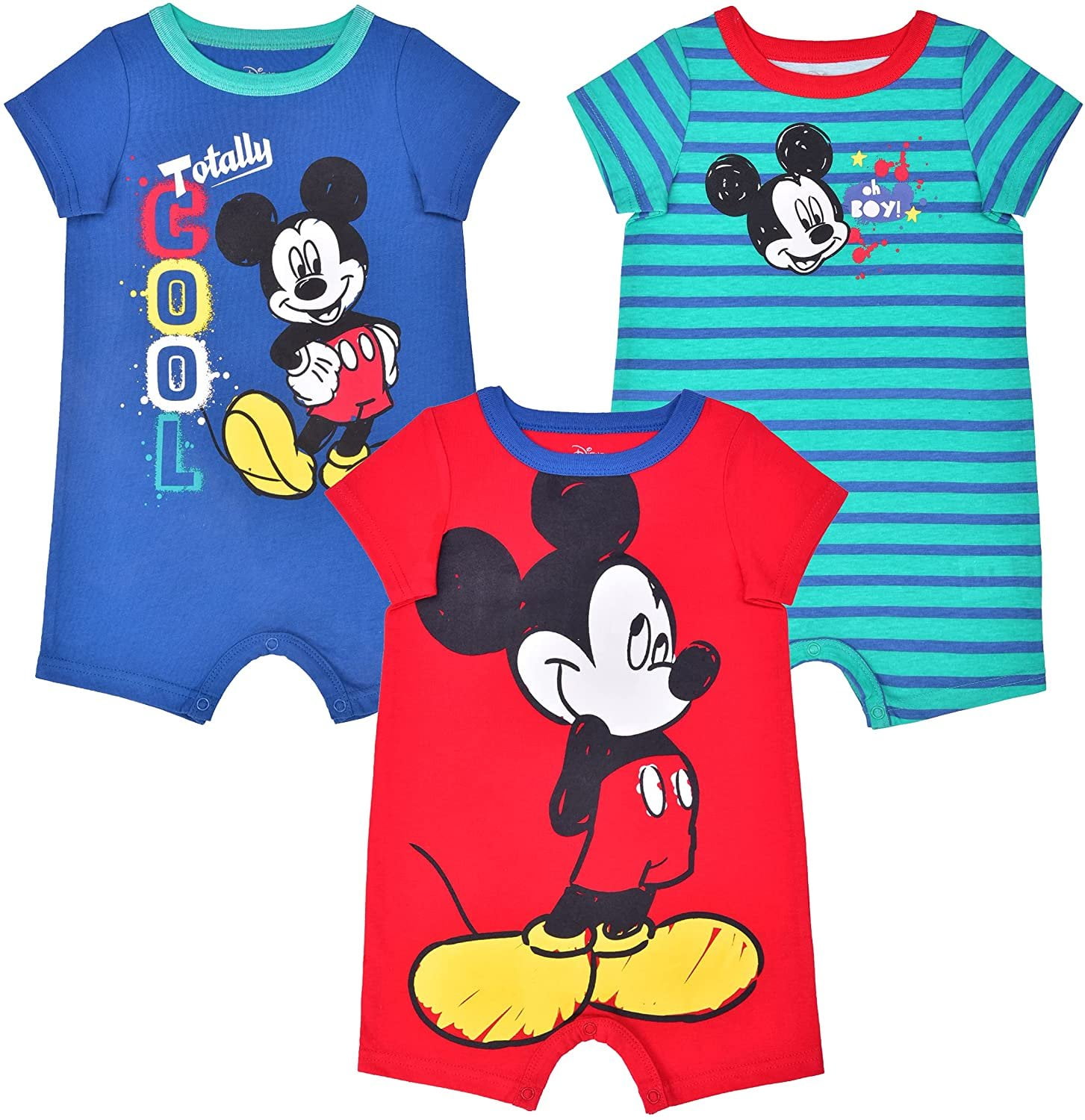 Disney Baby Boys' Mickey 3 Pack Rompers