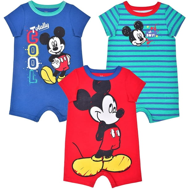 Disney Baby Boys' Mickey 3 Pack Rompers