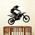 thumbnail image 3 of 2 Pcs Motocross Bike Wall Decal - Removable Vinyl Sticker for Room Decor - Waterproof Motorcycle Art - 53x60cm Self-Adhesive Graphic for Walls, Windows, Furniture, Cars - Sporty Motorbike Themed Desi, 3 of 9