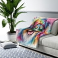 thumbnail image 3 of Hippie Australian Shepherd Portrait Watercolor Tie-Dye Vintage Styles Cozy Sherpa Blanket Aussie Dog Lover Gifts Warm Soft Throw Blanket - 00014, 3 of 5