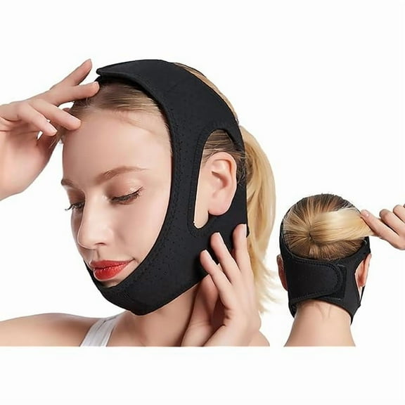 OAO Anti Snoring Chin Strap,Chin Strap for Snoring,Adjustable Comforts & Breathable Post Surgical Chin Strap for Women & Men (Black)