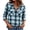 Blue #068, variant on Womens Flannel Shirts Long Sleeve Button Down Casual Fall Plaid Top, 2XL