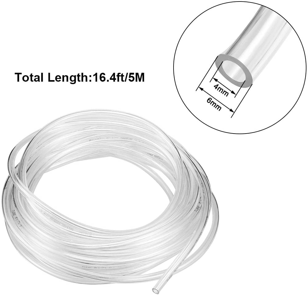 MKEUDQ-Pneumatic Air Tubing, 6mm ODx4mm ID 5 Meter 16ft PU Polyurethane Air Compressor Tube Hose Pipe Clear