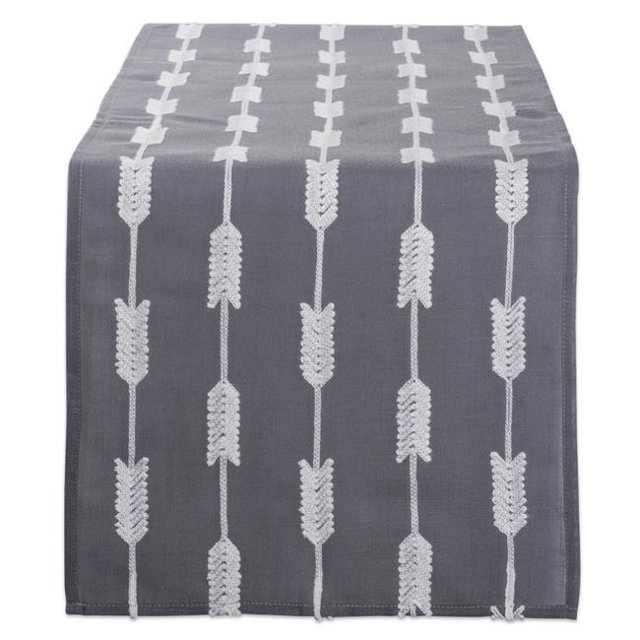 Design Imports CAMZ10505 Brodé Flèche Floatting Table Runner - Base Grise