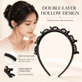 thumbnail image 5 of Double Bangs Hairstyle Headband With Clips,Hair Clip Headband ,Hair Band With Clips-Mesh Red Headband 5.12*4.33IN, 5 of 9