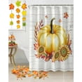 thumbnail image 5 of Thanksgiving Fall Shower Curtains for Bathroom, Watercolor Yellow Pumpkin Wood Grain Waterproof Fabric Shower Curtain for Bathroom Bathtub Decoration, Machine Washable, 72"x72", 5 of 9