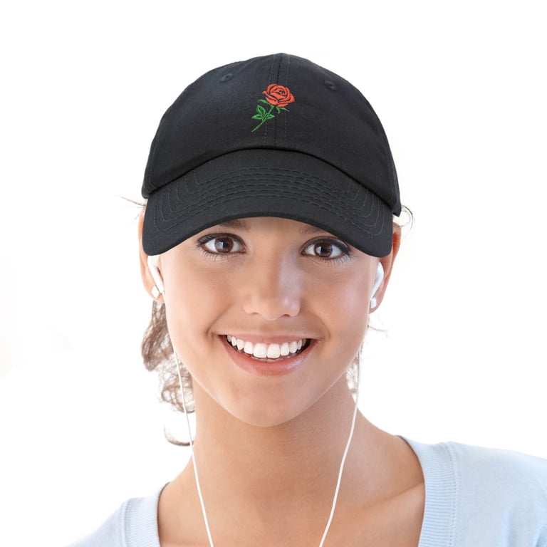 DALIX Red Rose Embroidered Baseball Cap, Black Cotton  display picture 2