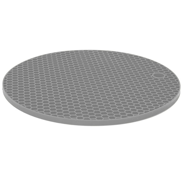 1pc Solid Color Placemat, Grey Round Silicone Table Mat, Pot Holder, For  Home