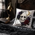 thumbnail image 5 of Gothic Skull Rose Pillow Cover, Decorative Throw Pillow Case, Soft Short Plush Embroidered Cushion Cover for Sofa Bed Living Room Home Decor, 18x18 Inches, 5 of 6