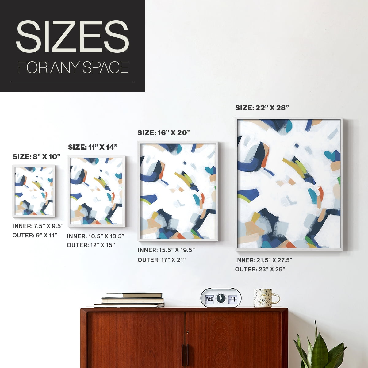 Bright Orbit I Framed Print in White Solid Wood Framed Print No Nail Hanging