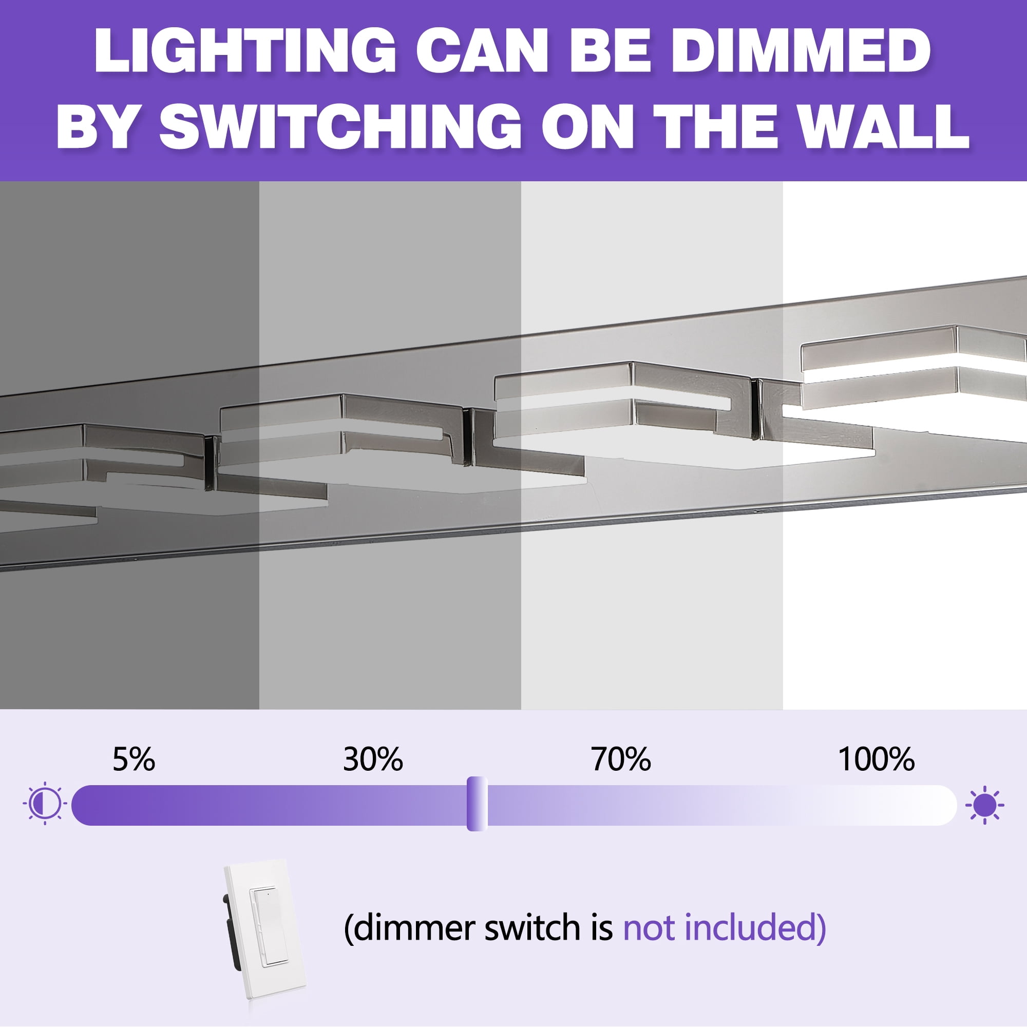 GCGAFUL 41 in. 5-Light Chrome Modern Dimmable Bathroom Vanity Light with 360° Rotatable Head, Wall Sconce for Bathroom and Mirror