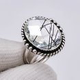 thumbnail image 2 of Black Rutilated Quartz 925 Sterling Silver Ring, Adjustable Ring, Silver Jewelry Ring, Black & White Ring, Oval Ring, Dainty Ring, Handmade Ring, Gems, 2 of 4