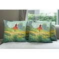 thumbnail image 6 of Ambesonne Landscape Throw Pillow Cover 4 Pack, Flower Scary Castle, 20", Red Green, 6 of 7