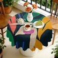 thumbnail image 4 of 60 Inch Round Lace Tablecloth Water Resistant Washable, Tropical Leaf Print, 4 of 5