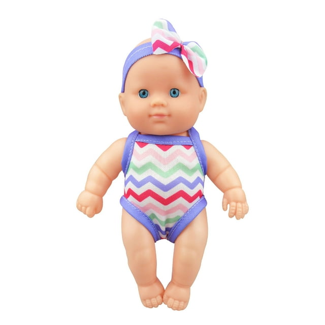 Soothing Simulation Baby Doll, Vinyl Soft Toy with Removable Swimsuit, Poseable Joints, Kids Role Play Gift, Bath Pool Beach Toy, Safe Plastic Material