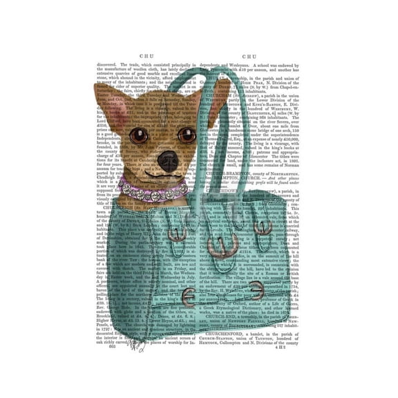 Chihuahua in Bag, Animals Unframed Art Print Wall Art by Fab Funky Sold by Art.Com