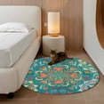 thumbnail image 2 of Round Rugs 4Ft, Green Boho Round Area Rug Washable Indoor Throw Carpet, Shabby Vintage Ethnic Abstract Floral Art Soft Non Slip Circle Rug for Kitchen Nursery Room Home Decor Aesthetic, 2 of 8