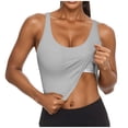 thumbnail image 3 of Nestiefly Racerback Crop Tank Tops for Women - U Neck Yoga Padded Longline Sports Bras Workout Gray XL, 3 of 7