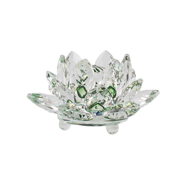 Wosthever Flor de loto de cristal Pisapapeles Feng Shui Esfera Cristales Flores decorativas para recuerdos de boda Fiesta en casa Decoración Verde