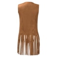 thumbnail image 2 of Womens Tassel Sleeveless Vest 70s Hippie Suede Fringe Jacket Cardigan Holiday Wear For Party Parade Brown S, 2 of 8