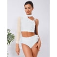 thumbnail image 3 of Sholeno 2 Piece Dance Outfits for Women Rhinestone Crop Top with Feather Briefs Jazz Latin Dancewear White XXL, 3 of 6