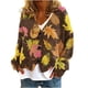 thumbnail image 1 of Cárdigan informal con estampado de hojas para mujer, chaqueta con botones, blusa de poliéster, para otoño e invierno, 1 of 4