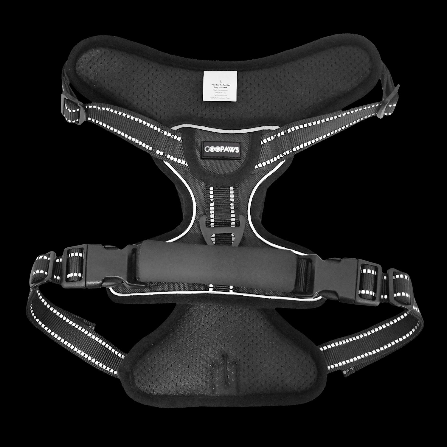 GOOPAWS Padded Reflective Dog Harness, Easy Control Lightweight Dog Harness, Adjustable Outdoor Pet Harness for Small Medium Large Dogs
