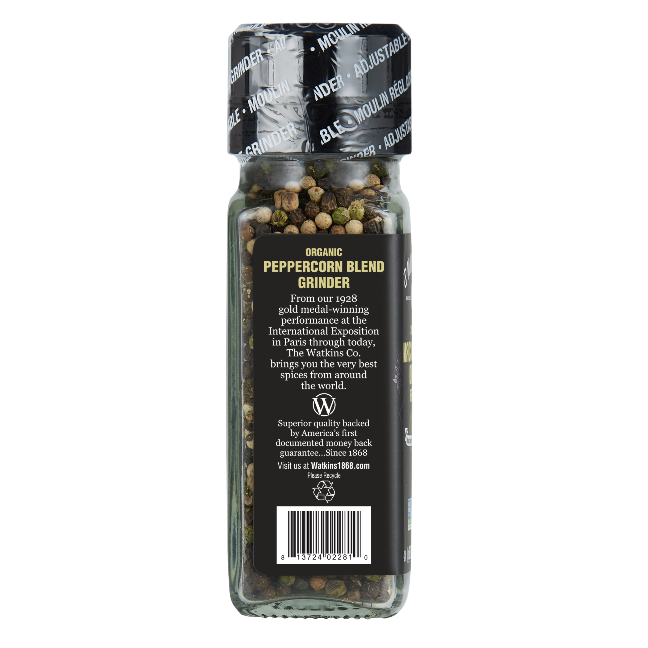 Watkins Gourmet Organic Spice Grinder, Peppercorn Blend, 2.4 oz (Glass Container, Shelf Stable, Fish-Free) - image 2 of 9