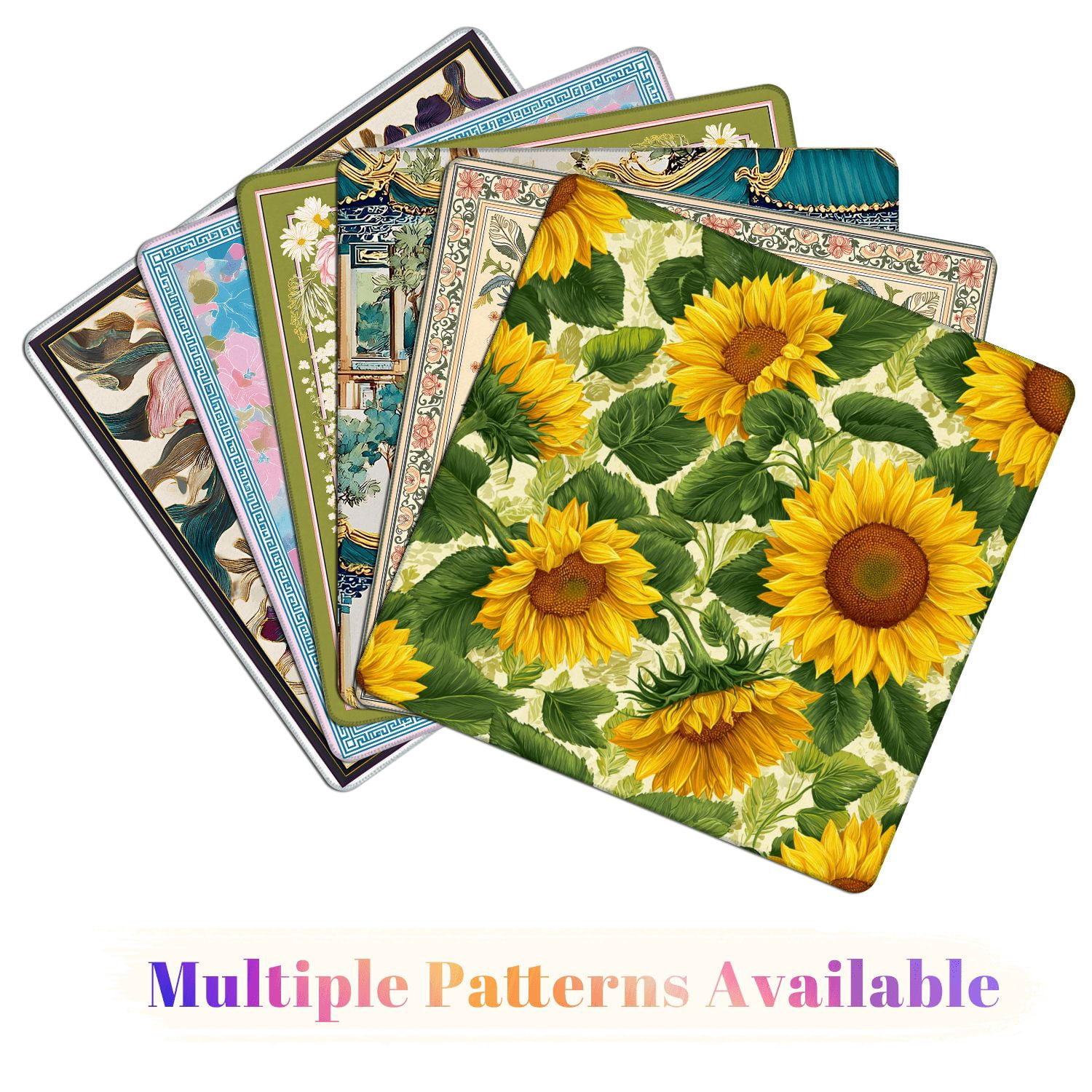 Mahjong Mat 31.5" x 31.5" Sunflowers summer seamless Non-Slip Noise Reduction American Mahjong Tiles Table Cover for Dominoes Poker Card Board Games Gift