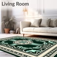 thumbnail image 2 of ODIKA 8'x10' Machine Washable Non-Slip Area Rug, Elegant Medallion Whirl Symmetrical Trellis Swirl Plaid Lattice High Traffic Rug, Green, 528993, 2 of 7
