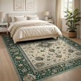 thumbnail image 3 of ODIKA 8'x10' Washable Area Rug Vintage Boho Faded Traditional Center Motif Distressed Border for King Size Bedroom Under Bed, Master Suite, Non-Shedding, Easy Care, 3 of 7