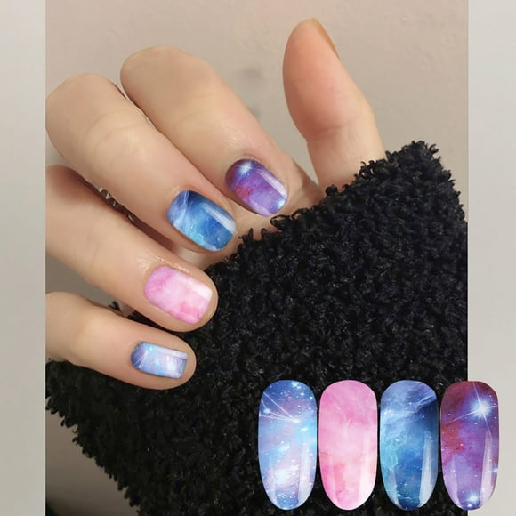 EGNMCR Press on Nails 2 Second Nail Art Sticker 10pcs/set Galaxy Nail Sky Paper 20*4cm Nail Sticker Nail Art