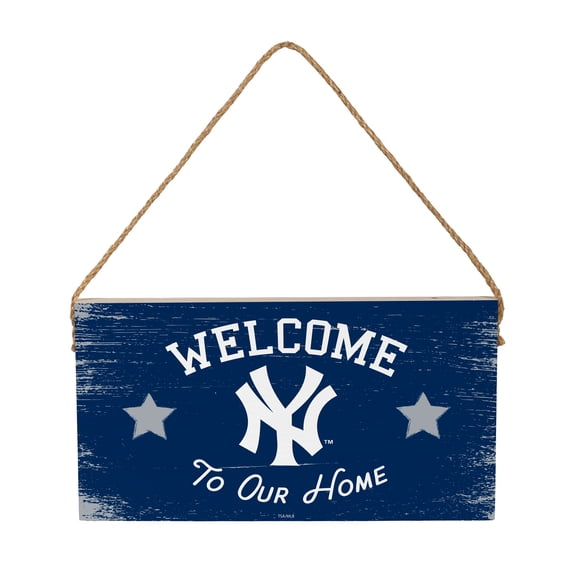 New York Yankees 6" x 11" Welcome Home Wood Wall Sign with Rope Hanger